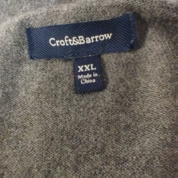 Croft & Barrow Mens XXL Cardigan Grey Preppy Sweater - Picture 3 of 13